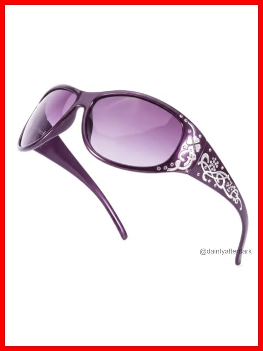 Polarized Wrap Around Sunglasses Rhinestone Floral Full Frame UV400
